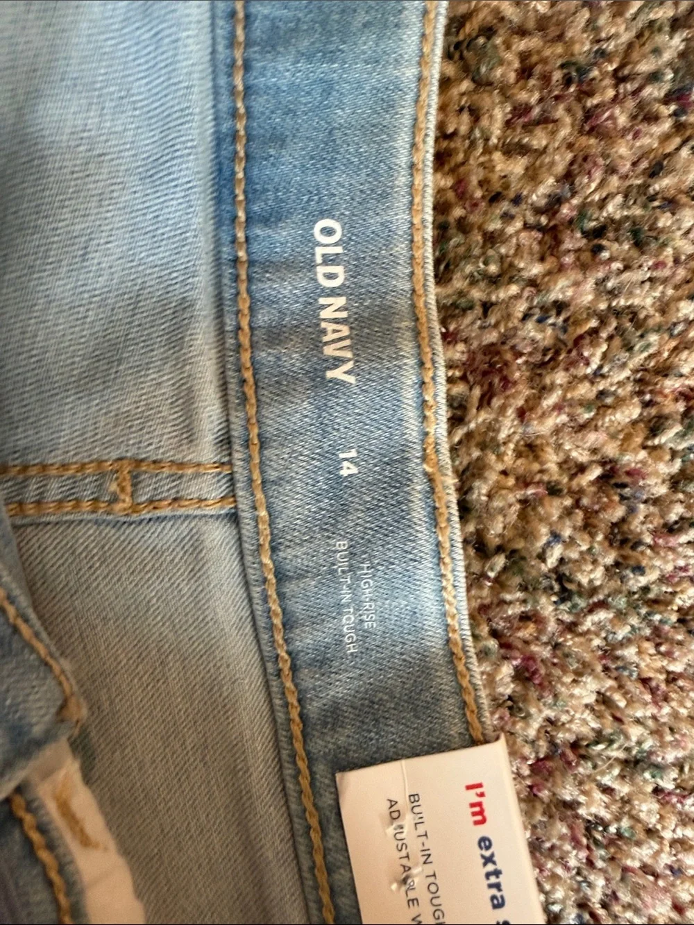 Old Navy Light Blue Denim Shorts with Red, White & Blue Buttons